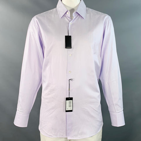 BOSS by HUGO BOSS Size XXL Purple Lavender Stripe Cotton Long Sleeve Shirt