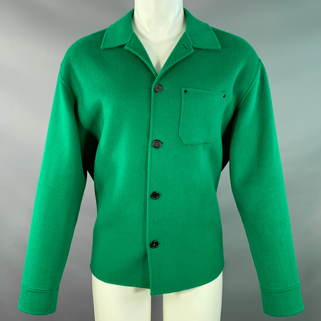 THE KOOPLES Size M Green Wool Blend One Pocket Oversized Shirt Jacket