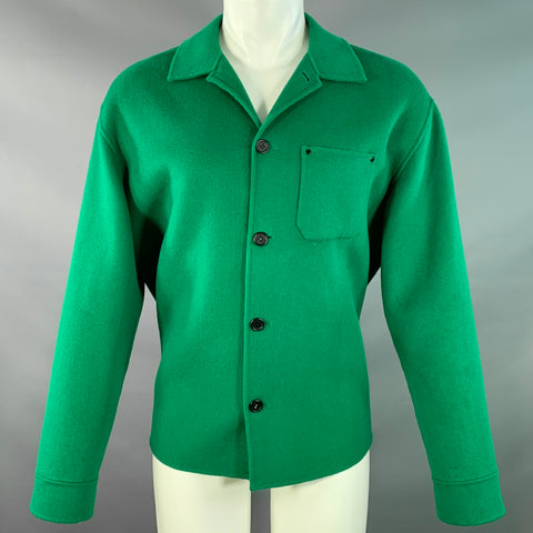 THE KOOPLES Size M Green Wool Blend One Pocket Oversized Shirt Jacket