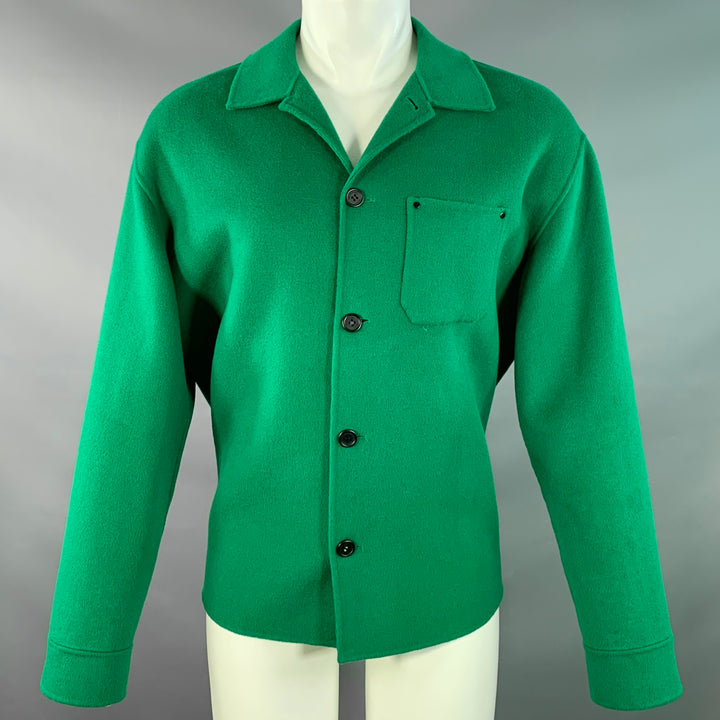 THE KOOPLES Size M Green Wool Blend One Pocket Oversized Shirt Jacket