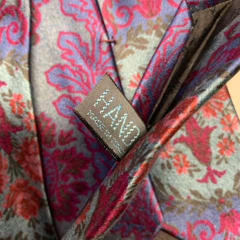 FENDI Blue Fuchsia Floral Silk Tie