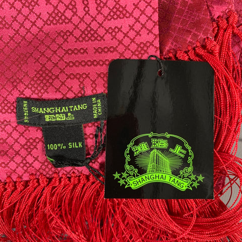 SHANGHAI TANG Pink Red Jacquard Silk Scarves