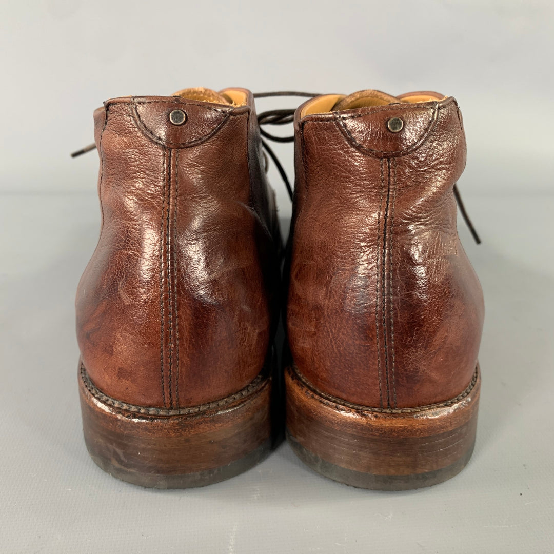 UNTAMED STREET Size 12 Brown Distressed Leather Lace Up Boots