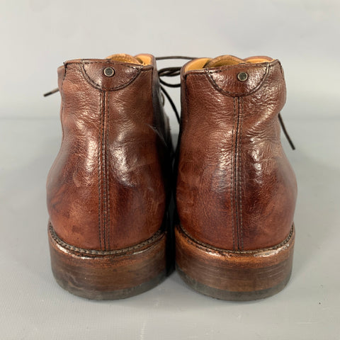 UNTAMED STREET Size 12 Brown Distressed Leather Lace Up Boots