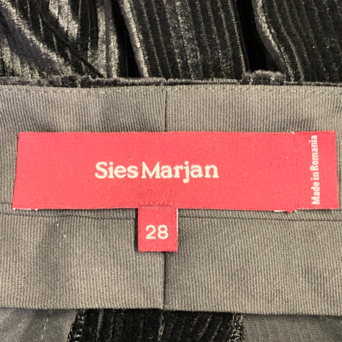 SIES MARJAN Size 28 Black Corduroy Silk Cotton Flat Front Casual Pants