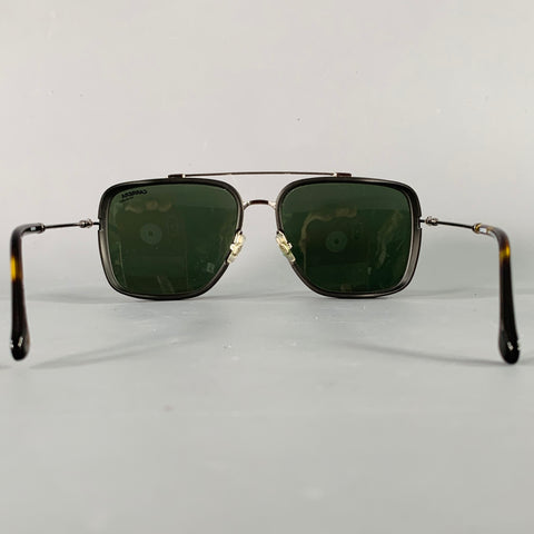 CARRERA Ruthenium Black Silver Mixed Materials Acetate Metal Aviator Sunglasses