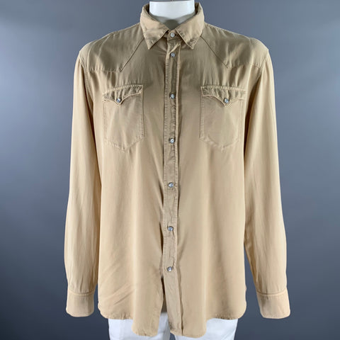 RALPH LAUREN Size XL Khaki Lyocel Western Long Sleeve Shirt