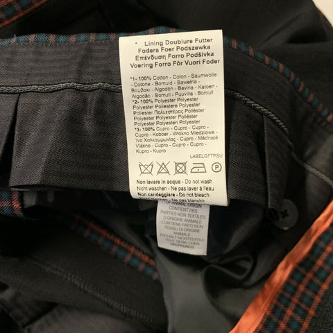 PAUL SMITH Chest Size 38 Black Red & Blue Plaid Wool Notch Lapel 32 31 Suit