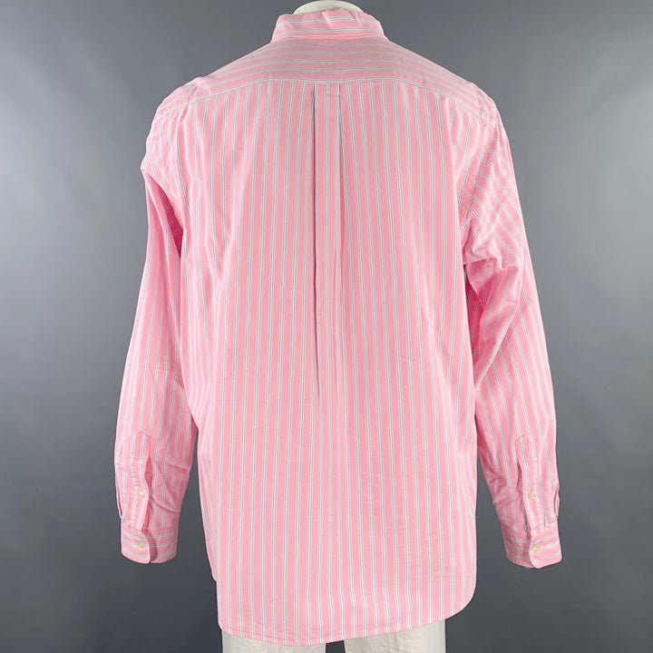 RALPH LAUREN Size XXL Pink White Stripe Cotton Button Down Long Sleeve Shirt