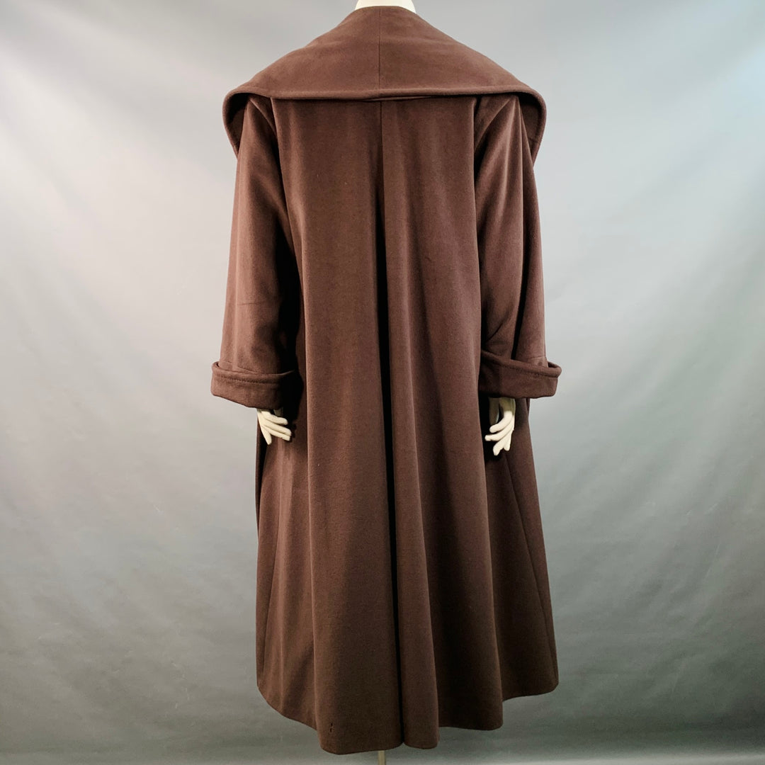 ESCADA Vintage Size L Brown Cashmere Open Front Coat