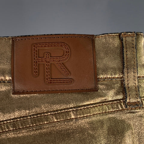 RALPH LAUREN COLLECTION Size 32 La Costa Gold Cotton Blend Metallic Jean Cut Casual Pants