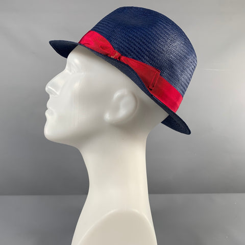BORSALINO Size L Blue Red Woven Straw Hats