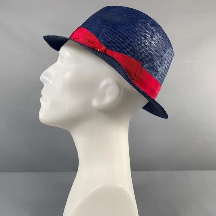 BORSALINO Size L Blue Red Woven Straw Hats
