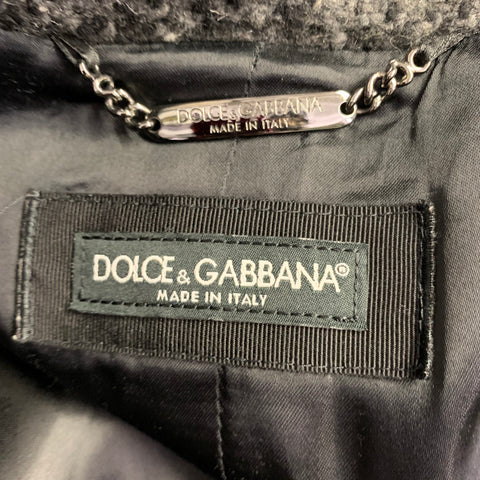 DOLCE & GABBANA Size 40 Black Grey Plaid Wool Blend Coat