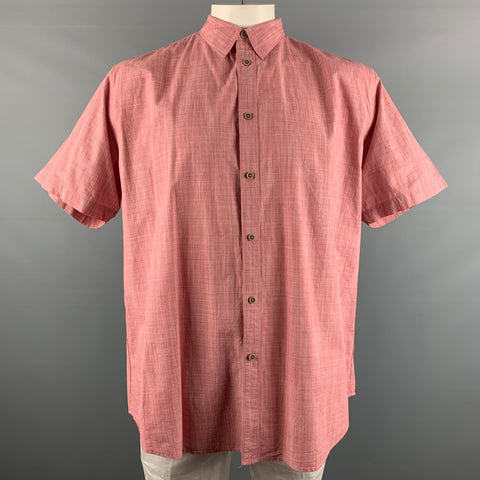 COASTAORO Size XXL Red White Checkered Cotton Short Sleeve Shirt