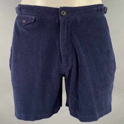 RALPH LAUREN Size L Navy Terry Cotton Side Tabs Shorts
