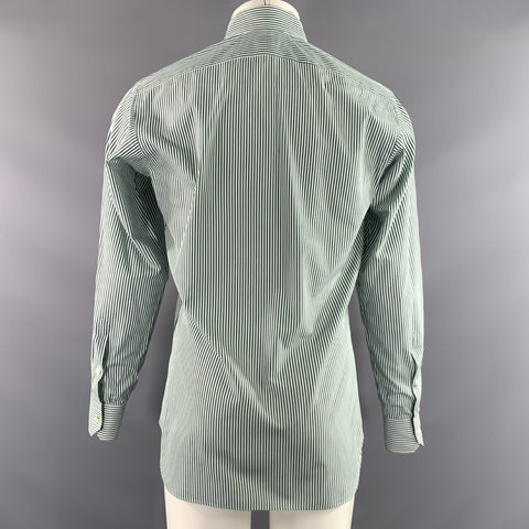HAMILTON Size S Green White Stripe Spread Collar Long Sleeve Shirt