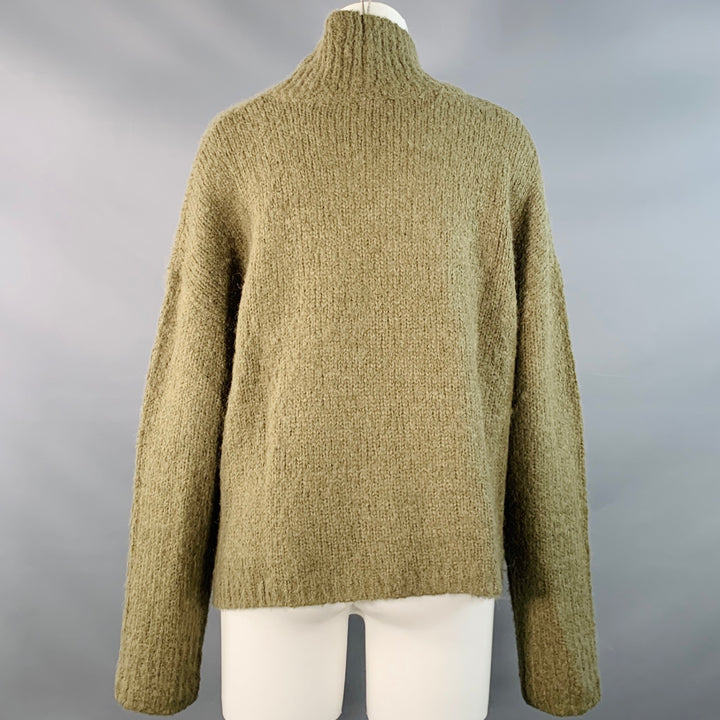 RAQUEL ALLEGRA Size 2 Green White Yellow Alpaca Blend Knit Eye Chain Sweater
