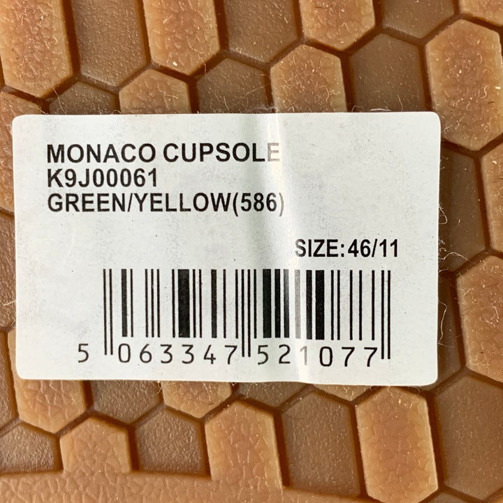 PATRICK MONACO Size 12 Cupsole Green Yellow Stripe Suede Low Top Sneakers