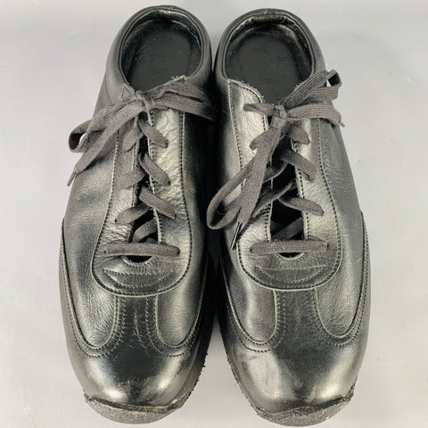YOHJI YAMAMOTO Size 11 Black Open Back Leather Slip On Sneakers