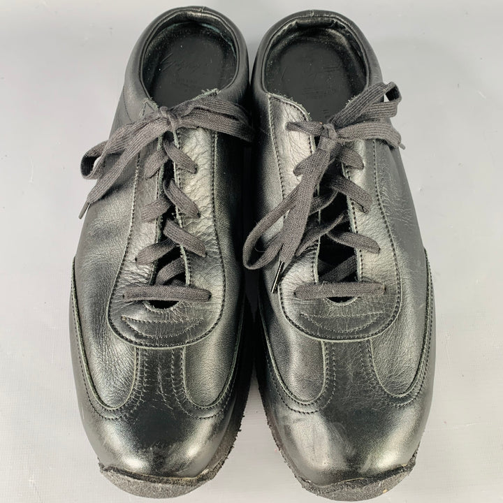 YOHJI YAMAMOTO Size 11 Black Open Back Leather Slip On Sneakers