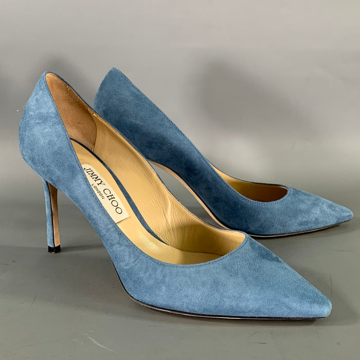 JIMMY CHOO Size 9 Blue Suede J0001474039 Suede Pumps
