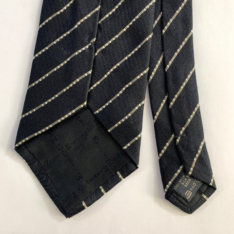 ERMENEGILDO ZEGNA Black Grey Dotted Stripe Silk Tie