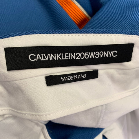CALVIN KLEIN 205W39NYC Size L Blue Orange Stripe Wool Flat Front Dress Pants