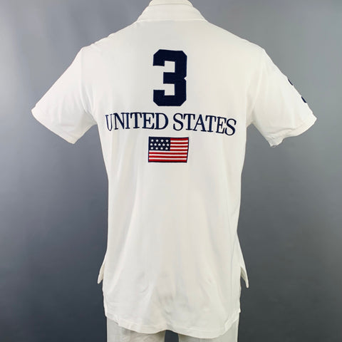 POLO by RALPH LAUREN Size L White Big Pony Embroidery Custom Fit Cotton Polo