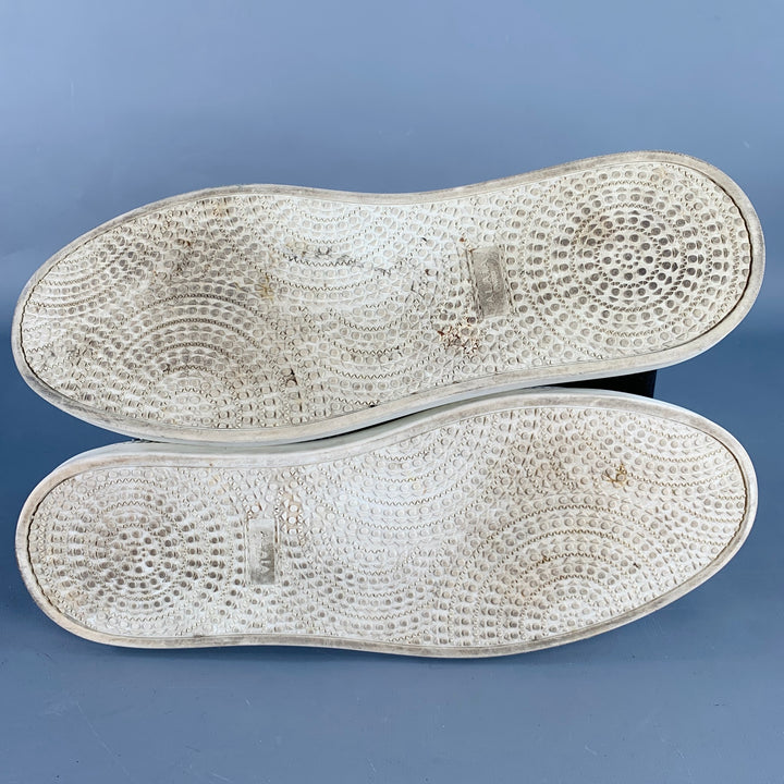 ALAIA Size 8 Black Silver Grommets Leather Lace-Up Low Top Sneakers