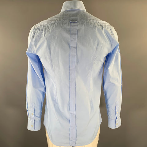 DOLCE & GABBANA Size L Blue Solid Cotton Long Sleeve Shirt