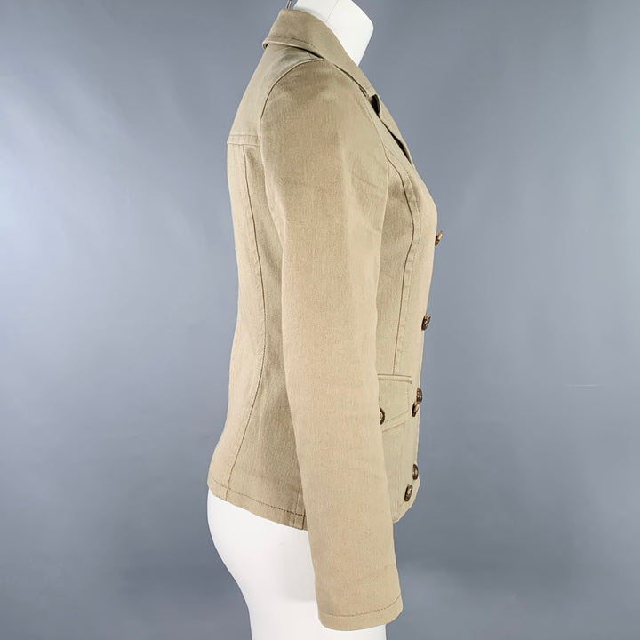 BURBERRY Size 2 Tan Cotton Blend Twill Double Breasted Jacket