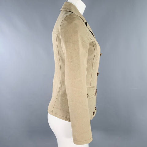 BURBERRY Size 2 Tan Cotton Blend Twill Double Breasted Jacket