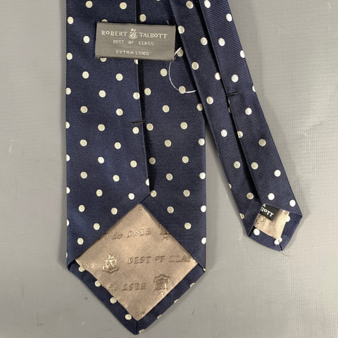 ROBERT TALBOTT Navy Grey Polka Dot Silk Tie