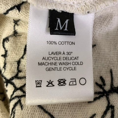 ENFANTS RICHES DEPRIMES M Beige Black Embroidery Cotton Crew Neck Pullover