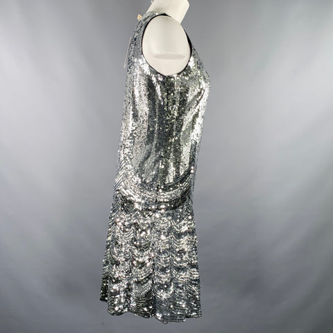 MICHAEL by MICHAEL KORS Size 2 Silver Polyester Sequined Flapper Dress
