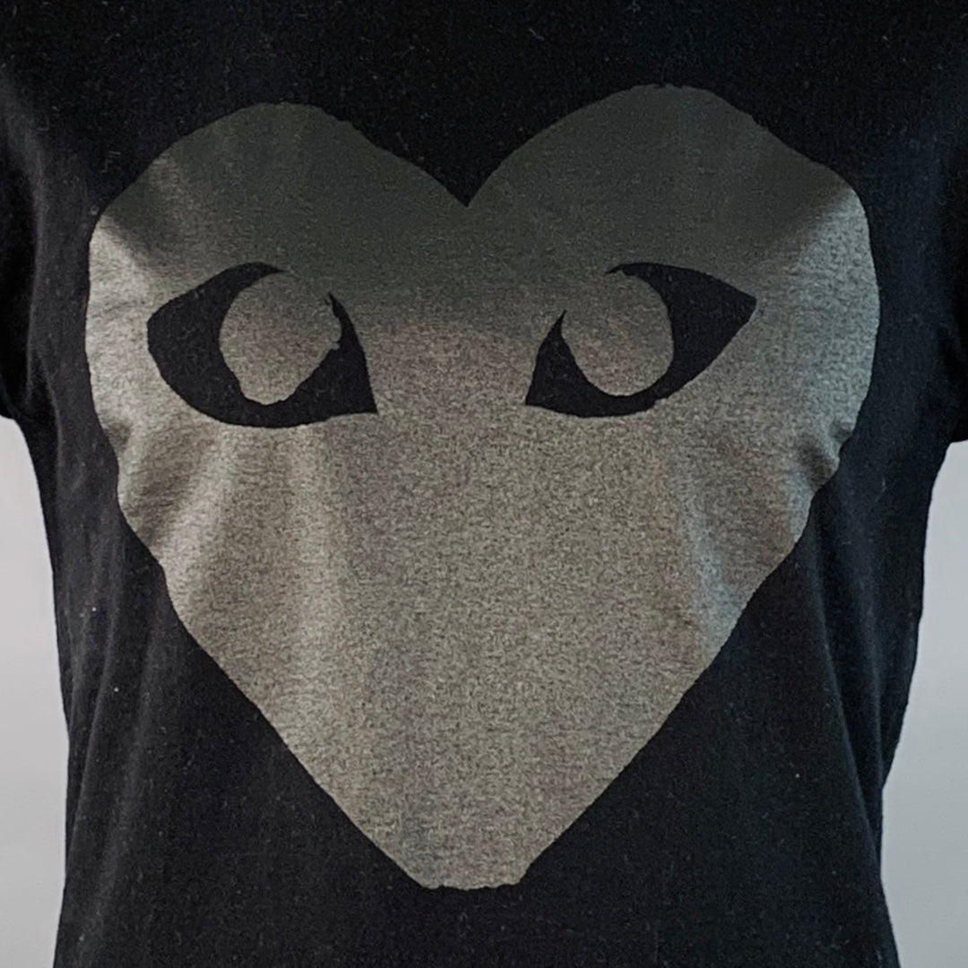 COMME des GARCONS PLAY Size XL Black Heart Logo Cotton Crew Neck T-shirt