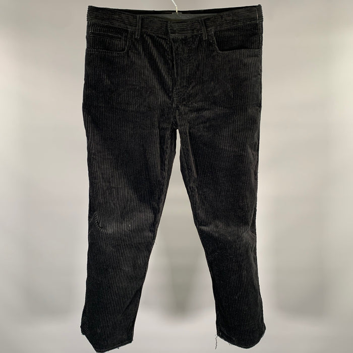 HAIDER ACKERMANN Taille 36 Pantalon décontracté en velours côtelé noir coton lycra