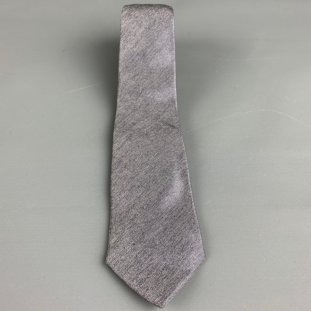 JOHN VARVATOS Cravate en soie/viscose à rayures diagonales charbon de bois violet