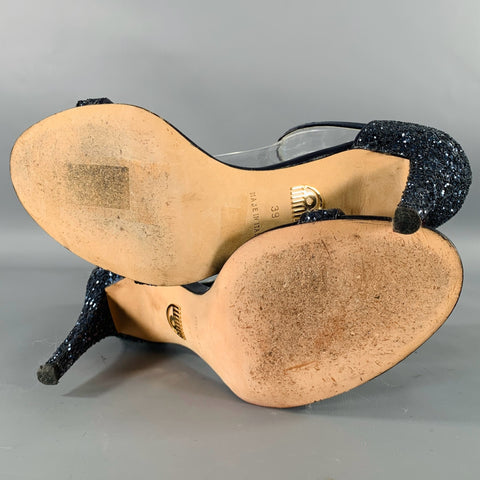 CHIARA FERRAGNI Size 9 Blue Glittery Ankle Strap Sandals