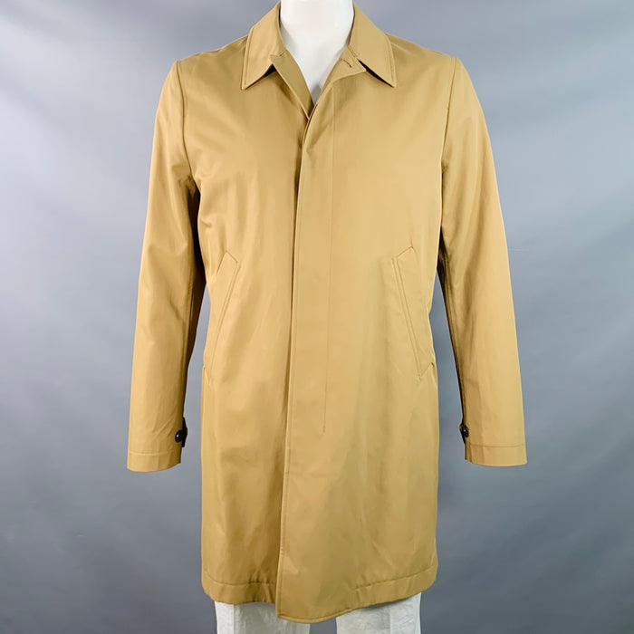 PS by PAUL SMITH Size L Tan Cotton Blend Single Breasted Hidden Placket Coat