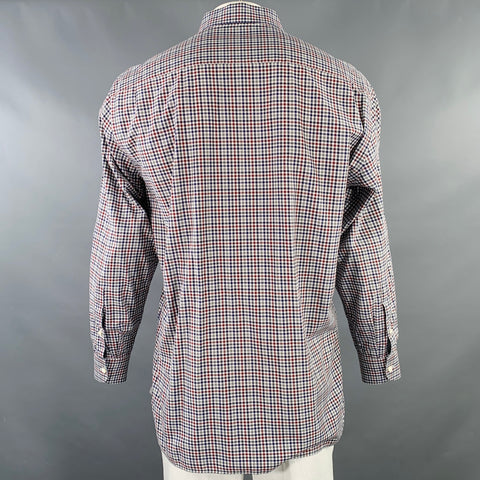 Chemise en Coton à Carreaux Rouge et Bleu Marine Manches Longues ERMENEGILDO ZEGNA Taille XL