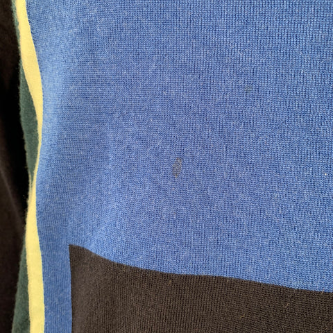 PS by PAUL SMITH Size L Blue Navy Color Block Merino Wool Half Zip Pullover
