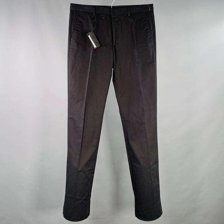 CALVIN KLEIN COLLECTION Size 34 Black Twill Cotton Blend Dress Pants