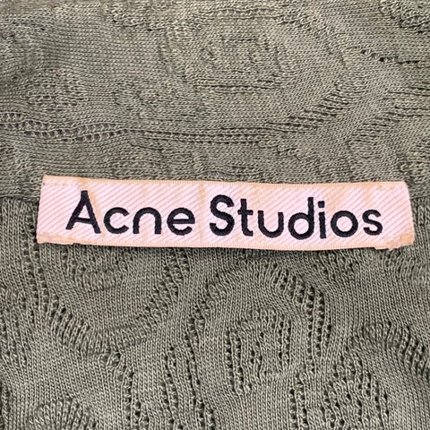 ACNE STUDIOS Size M Olive Textured Cotton Blend Oversized Long Sleeve Shirt