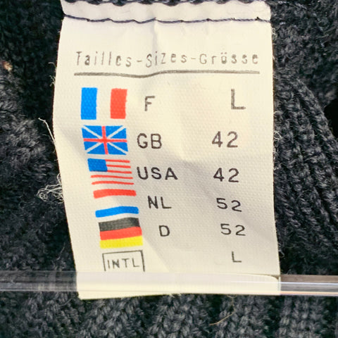 SAINT JAMES Size L Navy Rib Knit Wool Acrylic Crew Neck Sweater