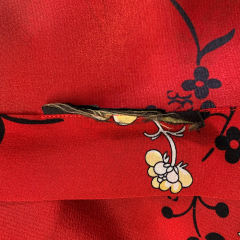 BILLIONAIRE COUTURE Size XL Red Black & Gold Print Silk Long Sleeve Shirt