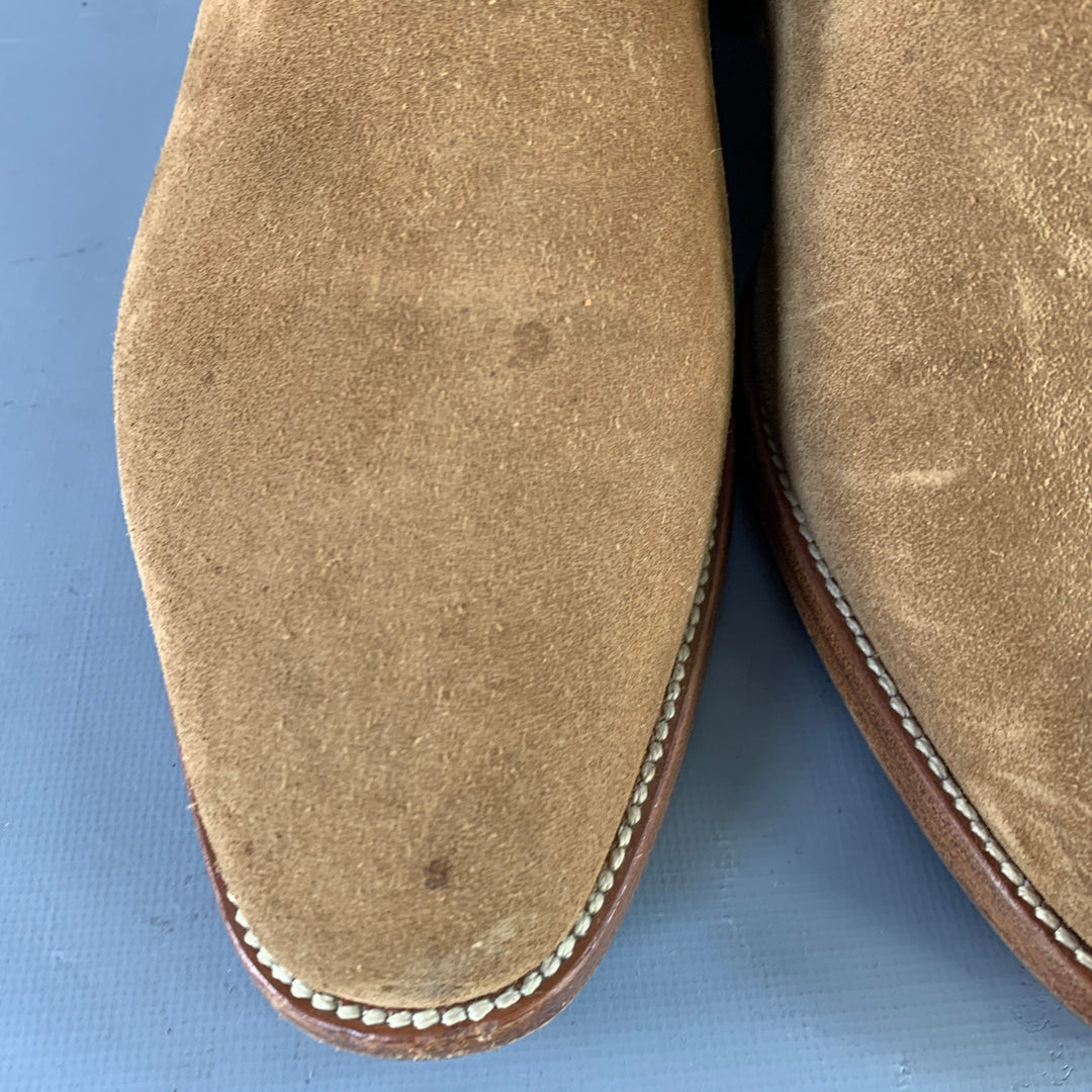 SAINT LAURENT Size 8 Hedi Strap Tan Suede Harness Boots
