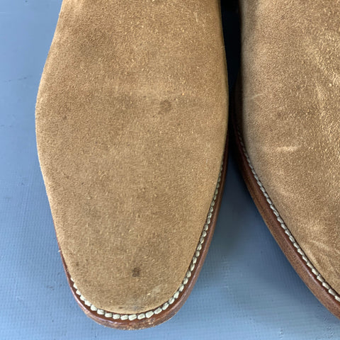 SAINT LAURENT Size 8 Hedi Strap Tan Suede Harness Boots