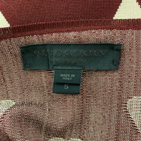 BURBERRY PRORSUM Size S Brown Silk Blend Print V-Neck Sweater